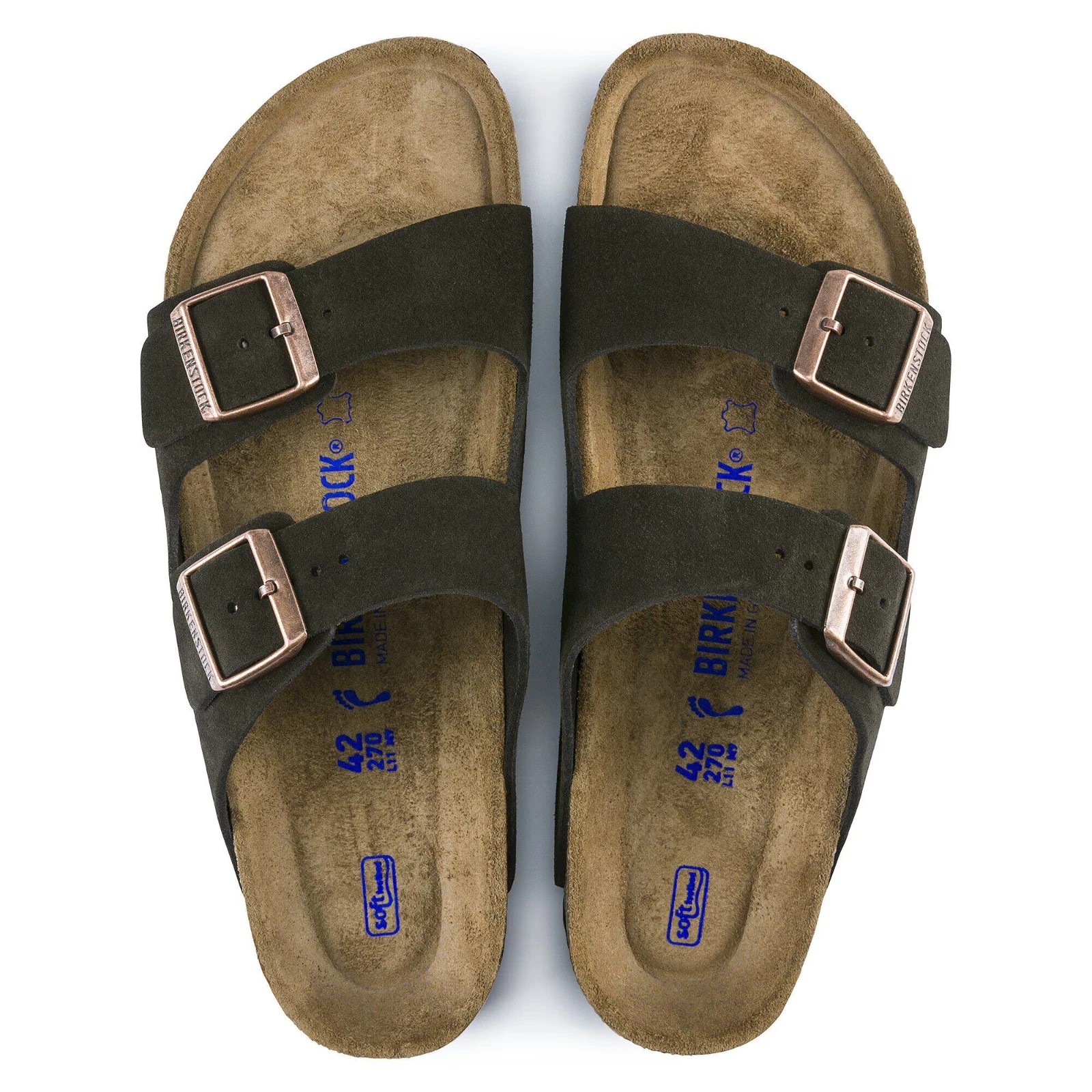 Birkenstock Arizona Soft Footbed Mocha Suede Leather Sandals Unisex Shoes