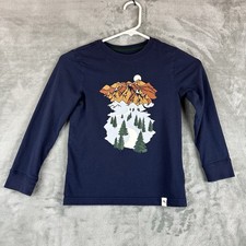 Tommy Bahama T-Shirt Boy s S 5/6 Blue Graphic Mountains Trees Snow Outdoors