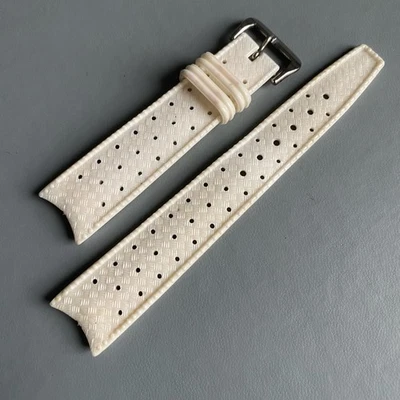 Bracelet caoutchouc vintage style tropical blanc cassé/beige 19 mm neuf de stock - Photo 1/4