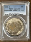 1888-S $1 MORGAN DOLLAR - PCGS GENUINE ENVIRONMENTAL DAMAGE -UNC DETAILS ROTATED