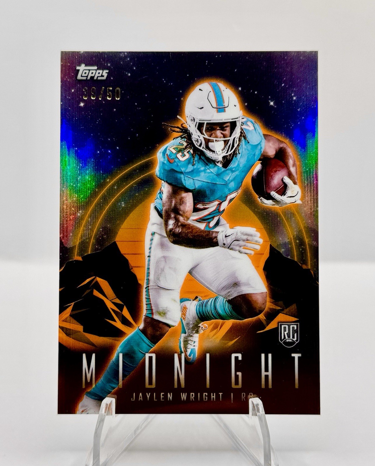 JAYLEN WRIGHT 2024 Topps Midnight Rookie Summer Solstice RC Dolphins /50 MINT