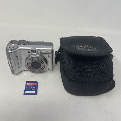 Canon PowerShot A560 Digital Camera Silver 7.1MP 4x Zoom with Case