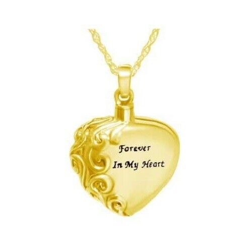 14K Solid Gold Forever Heart Pendant/Necklace Funeral Cremation Urn for Ashes - 第 1/2 張圖片