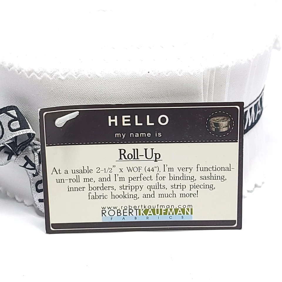 Robert Kaufman Kona Cotton Solid White Jelly Roll Quilting Fabric 40 Strips 2.5" - Image 4 of 4