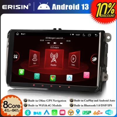 8-Cœurs 9" Android 14 Autoradio GPS pour VW Skoda Seat Passat Golf Tiguan Jetta - Photo 1/4