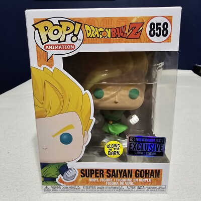 Funko Pop Dragon Ball Z Super Saiyan Gohan EE Exclusive GITD #858 W/Protector 