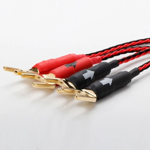 4 Stück OCC Kupfer Versilbert Lautsprecher Jumper Kabel Vergoldet Bananen Spaten Stecker - Bild 3 von 6