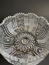 Queen Lace Bohemian Czech Cut Lead Crystal Bowl/Vase 7  D GORGEOUS 