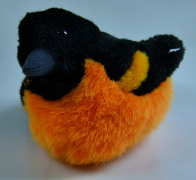 K&M International ORANGE & BLACK ORIOLE BIRD 6" Plush STUFFED ANIMAL