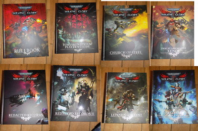 Warhammer 40k Wrath and Glory Rule Starter Set Buch Foresaken System geschwärzt