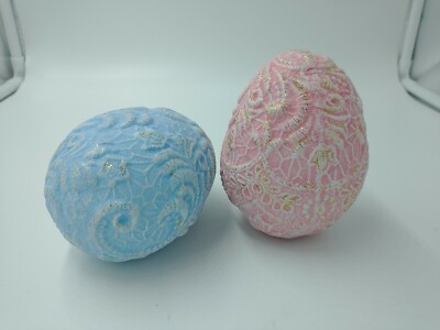 Ceramic Hobbyist Eggs Easter Blue Pink Baby Shower
