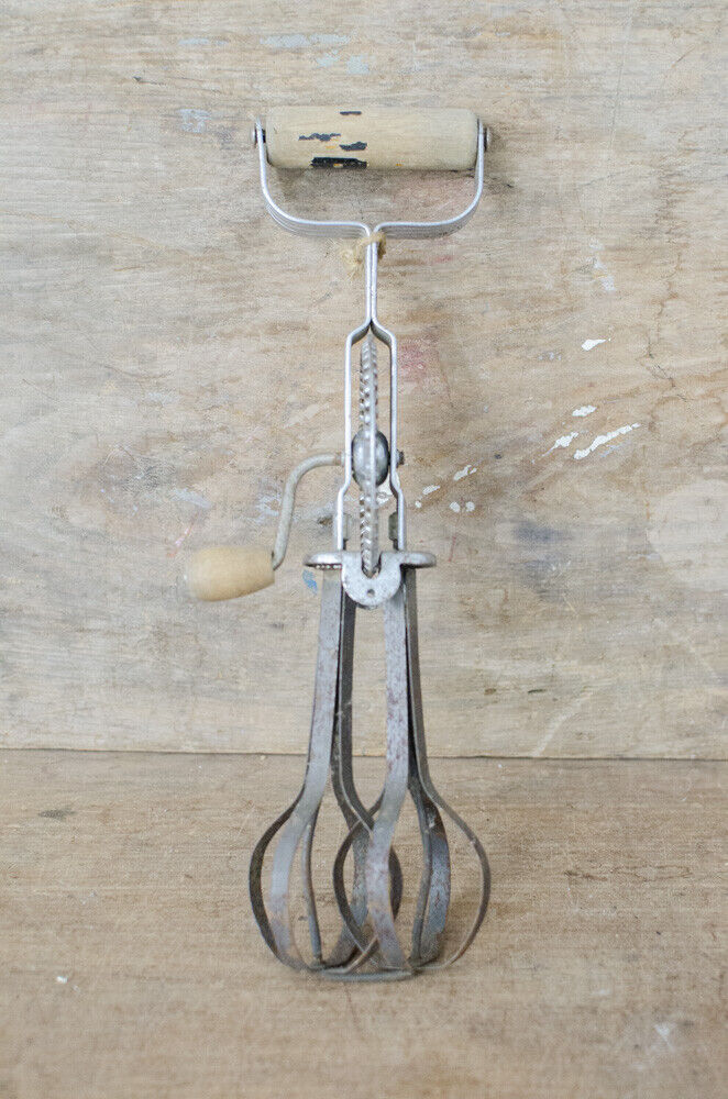 Vintage Hand Mixer / Egg Beater Manual with Wood Handle