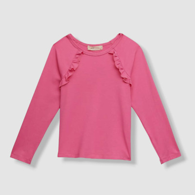 $56 Baby Sara by Sara Sara Girl's Pink Ruffle Long Sleeve T-Shirt Size 5