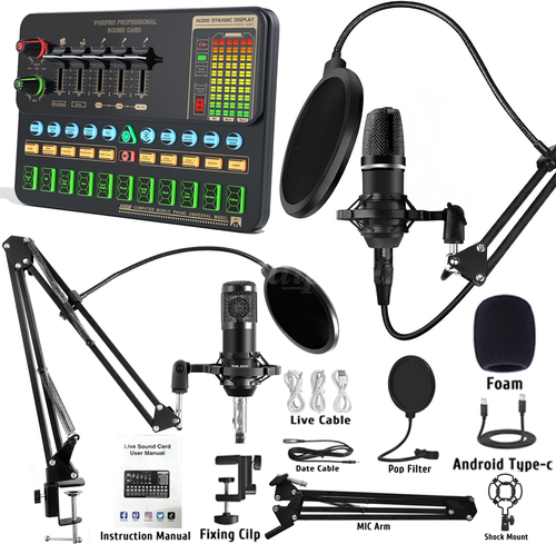 Condenser Microphone Studio Recording Professional Live Sound Card Kit Bluetooth - Picture 2 of 21