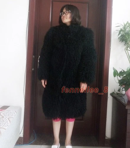 Womens Stand Collar Real Mongolian Lamb Sheep Jacket Curly Fur Coat Warm Outwear - Picture 35 of 43