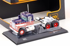 1966 MACK R-SERIES TRACTOR TRUCK 3-ASSI 1 BLUE WHITE RED 1:43 SCALE BY IXO