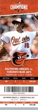 Toronto Blue Jays vs Baltimore Orioles 5/12/2015 Full Ticket - Wei-Yin Chen