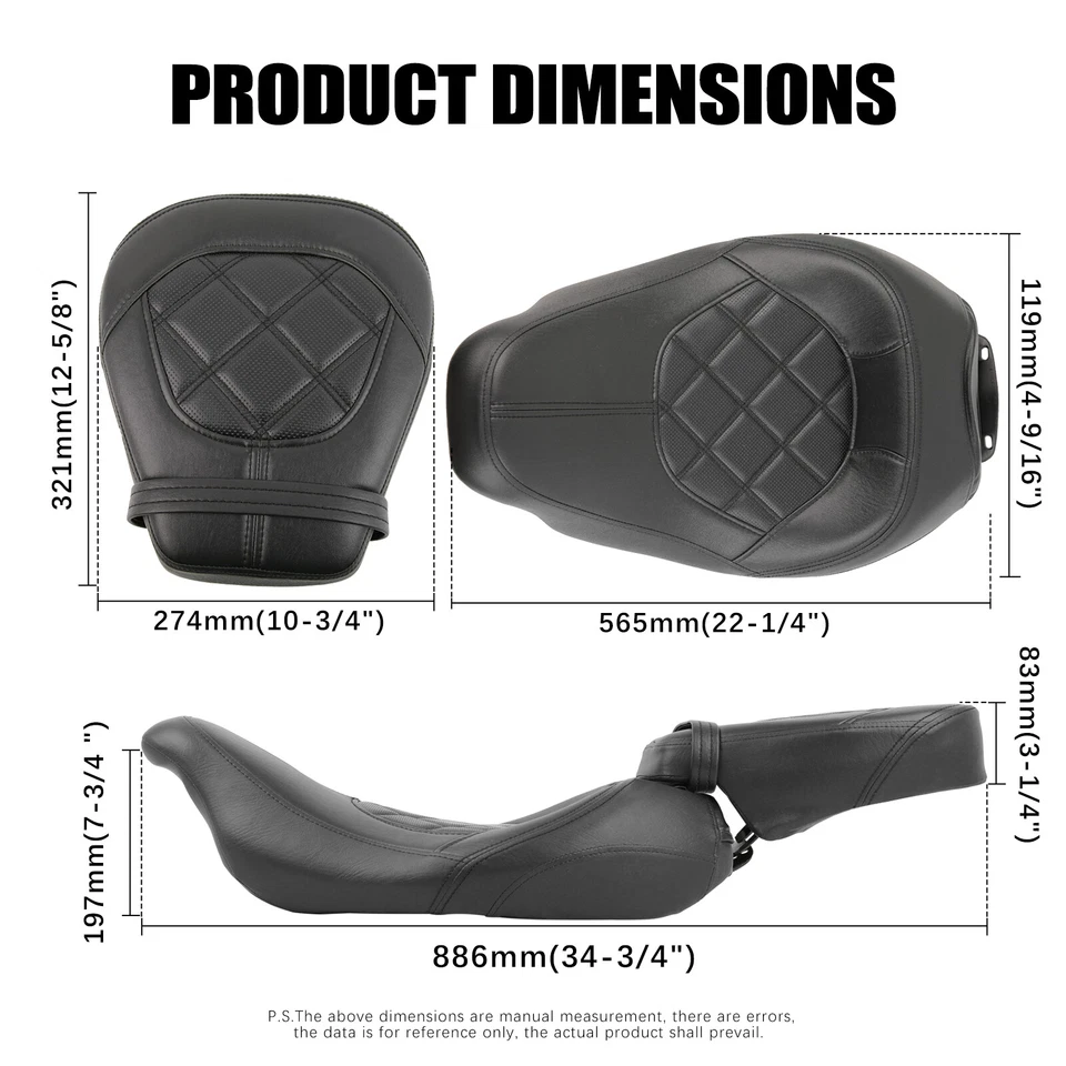 For Harley Davidson Touring CVO Road Glide 2009-2023 Driver Passenger Seat Black Foto 2 de 4