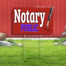 Notary Public Lawn Yard Sign Single-Sided with metal H-Stakes