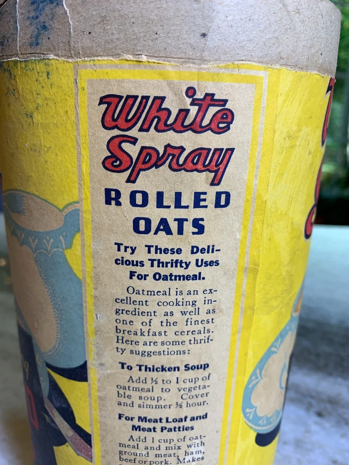 Antique FIRST NATIONAL STORES Somerville MA Store Display White Spray Oats Box - Image 4 of 4