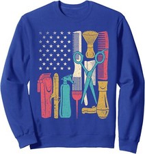 Hairstylist Tools USA Flag Haircutter Barber Unisex Crewneck Sweatshirt