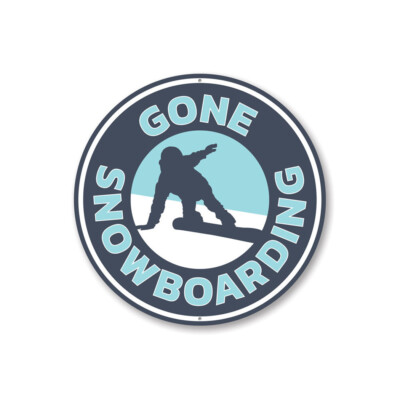 Gone Snowboarding Ski Resort Sign, Ski Lodge Novelty Aluminum Sign
