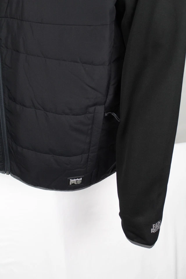 Timberland PRO Men's Deadbolt Hybrid Hoodie Full Zip Midlayer Black Rain Repel - Image 3 of 4