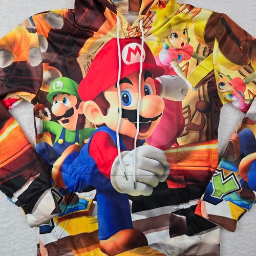 Kid's Super Mario Bros Pullover Hoodie Sweatshirt Size S 7-8 Drawstring Comfort - Picture 3 of 9
