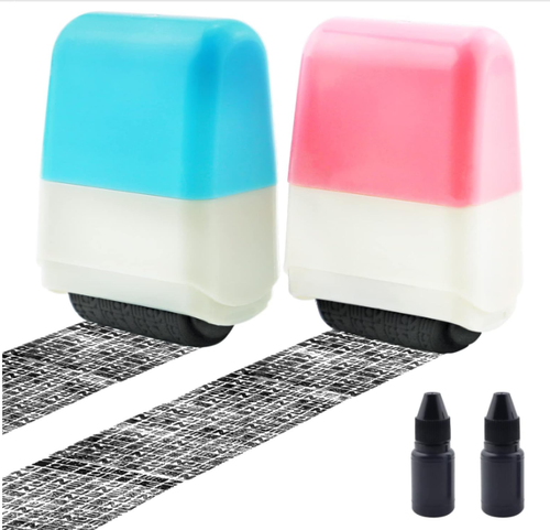 Theft Protection Stamps Identity Roller Stamp Confidential Address Blocker, 2Pcs