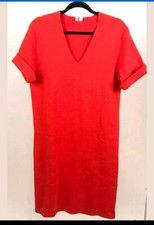 Uniqlo Women's Knit V-neck Short Sleeve Orange Cotton Casual Dress Size M