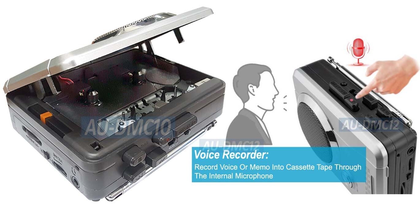 4-In-1 Retro Style Cassette Player AM FM Radio Recorder Digital Clock With Timer