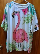 Flamingo Tee T Shirt Womens 7XL Fits More Like 5XL Beach Stretch Pink Never Worn