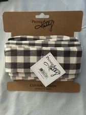 Cotton  RIBBON  Gray White Plaid 10’ x 3” Primatives by Kathy NEW