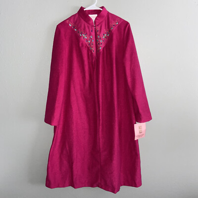 Vintage Carriage Court Sears House Coat Zip Robe Size M 12 / 14 Embroidered NWT