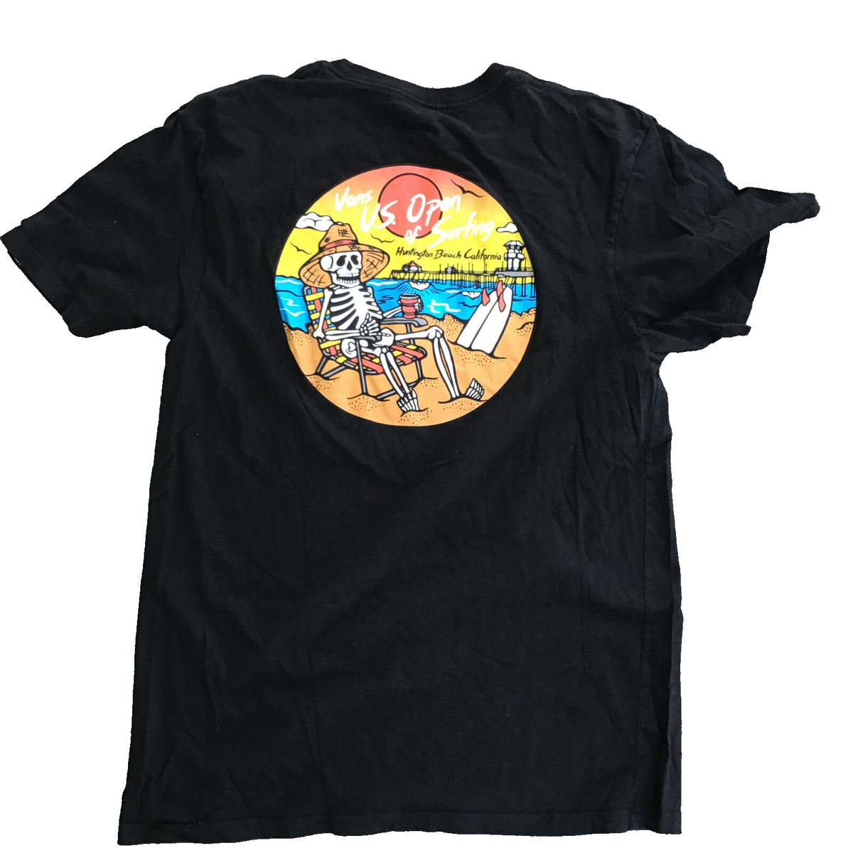 VANS Men Shirt Large Black US Open of Surfing Huntington Beach