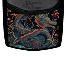 Swirling Scaly Intricate Red Blue Dragon Hood Wrap Vinyl Graphic Decal 58