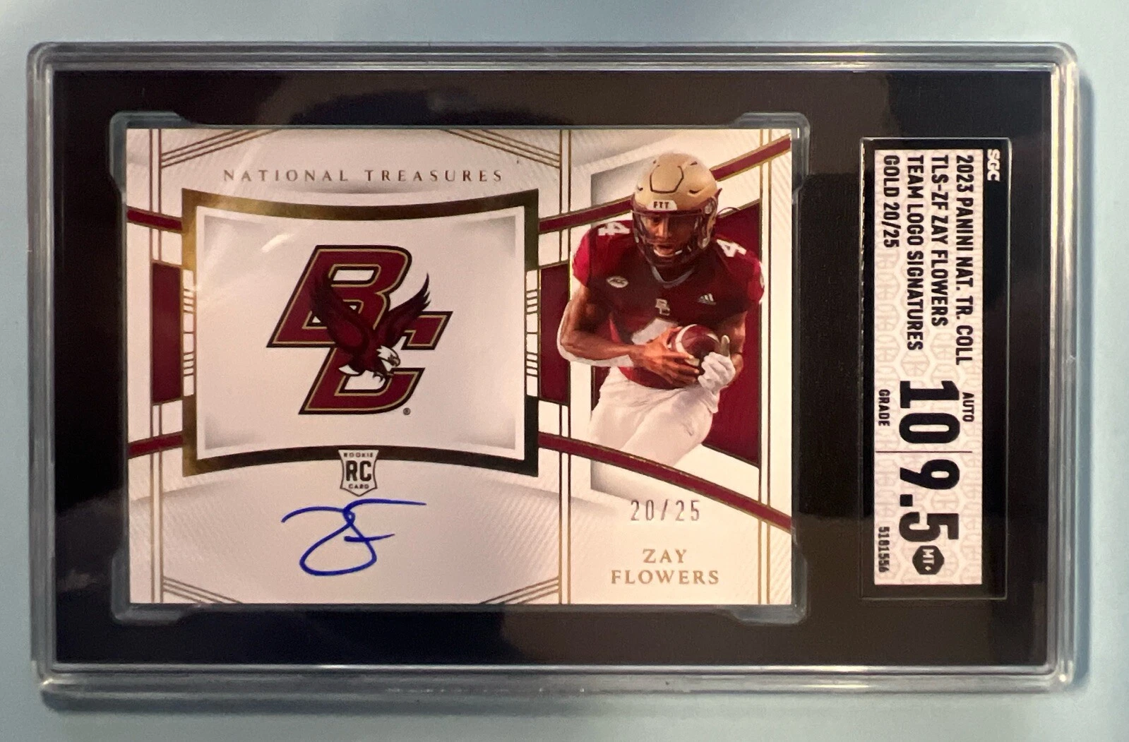 Zay Flowers Panini National Treasures Collegiate Team Logo Signatures #TLSZF Gold