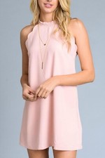 Shein Scalloped Dress, Color Blush Pink Small,Halter Dress