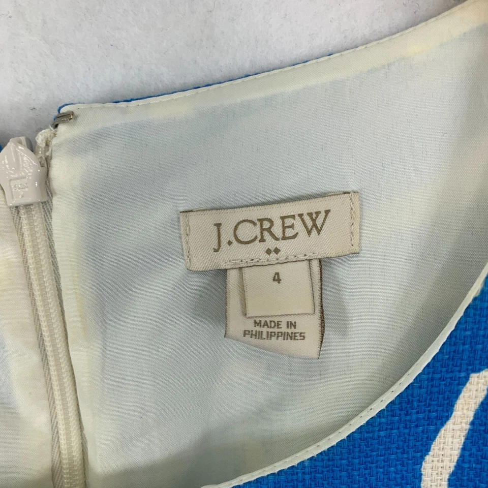 J.Crew карандаш платье девочек размер 4 синий/белый цветочный плиссированные с подкладкой без рукавов хлопок - Изображение 2 из 4