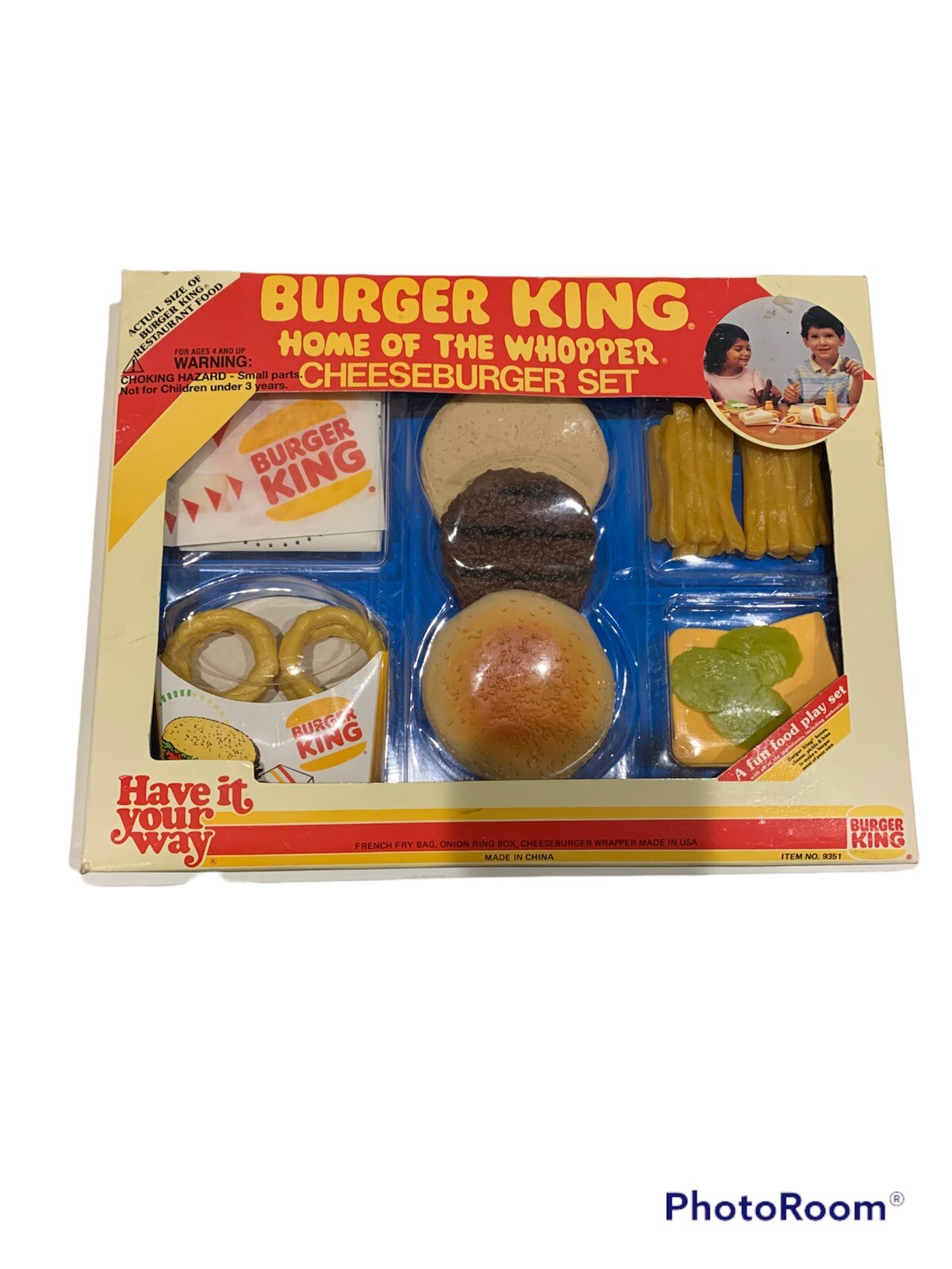 Vintage Burger King Home Of The Whopper Cheese Burger Set With Onion