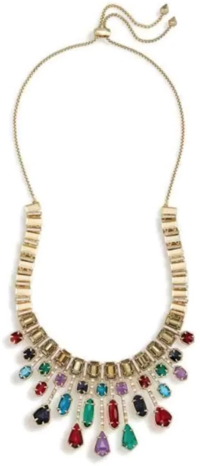 KENDRA SCOTT "Bette Brass Statement Necklace in Jewel Tones" + Bag & Box - Image 2 of 3