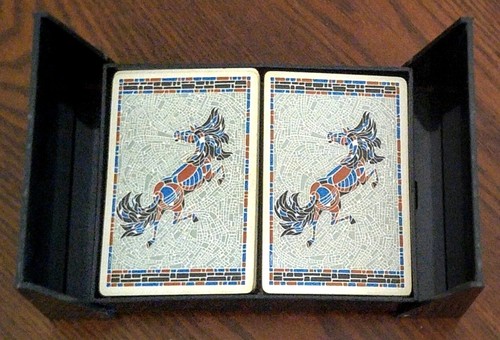 DOUBLE DECK PLAYING CARD DISPENSER HUNTINGBURG INDIANA DAILY HERALD 1960s - RARE - Picture 2 of 3