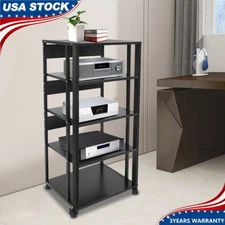 Freestanding Audio Rack AV Tower Media Stand 5-Tier Electronics Equipment Shelf