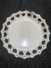 Vintage Milk Glass Floral Openwork Rim Plate Brown Accent Lace Edge Dessert 7.25