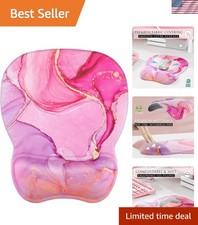 Ergonomic Pink Marble Mouse Pad with Gel Wrist Rest for Ultimate Comfort