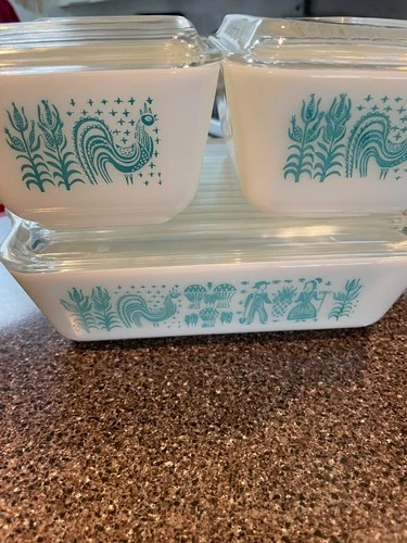 Vintage Pyrex Amish Butterprint Refrigerator Dish Set w/Lids 501 502 503 8pcs