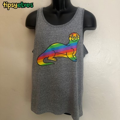 Tipsy Elves Rainbow Otter Tank Top Small Gently worn 50% polyester/38% cotton