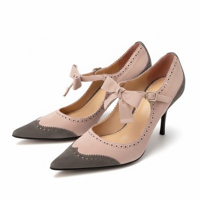 Apart Pumps Gr. 40 Wildleder Rosa Grau Schleife Spitze Neu Stiletto Elegant