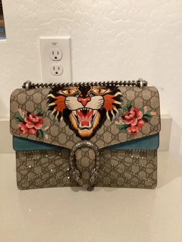 Gucci Borsa Dioniso Ricamata GG Rivestita Tela Media