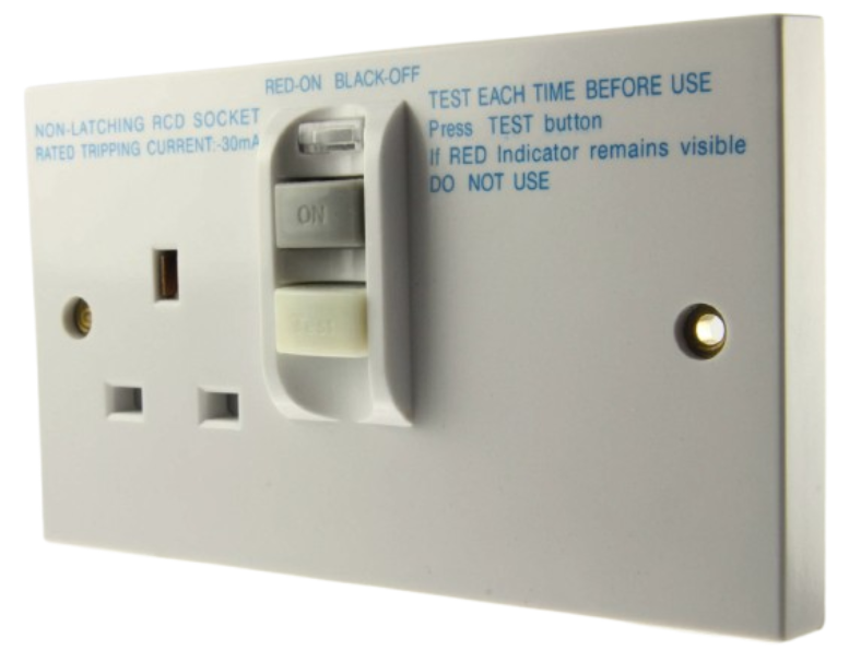Newlec 13a Single 30mA Non-latching RCD Socket White Moulded NL8300/1RCD